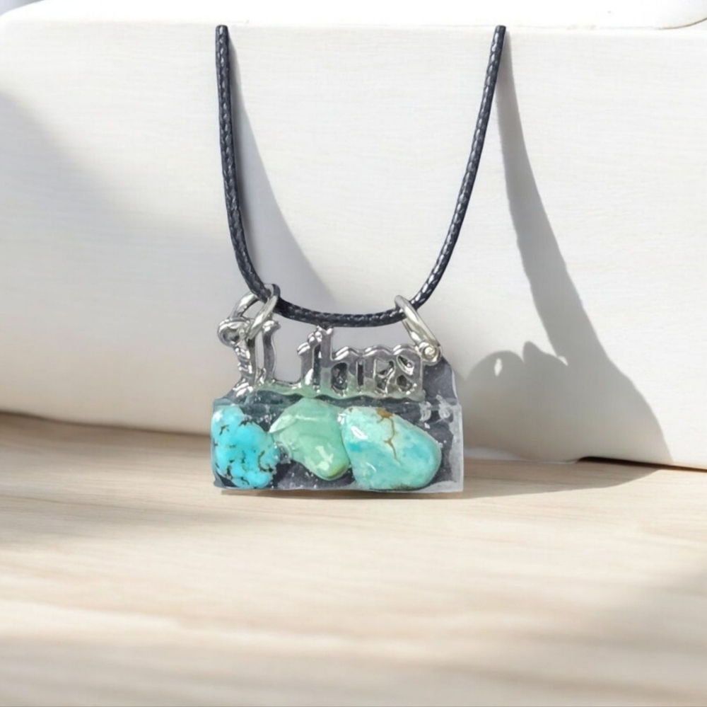 Libra Genuine Turquoise Pendant Necklace Zodiac